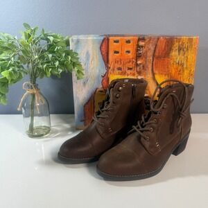 Bella Vita Brown Women's Ankle Boots with Side Zipper‎ and Lace-Up Detail